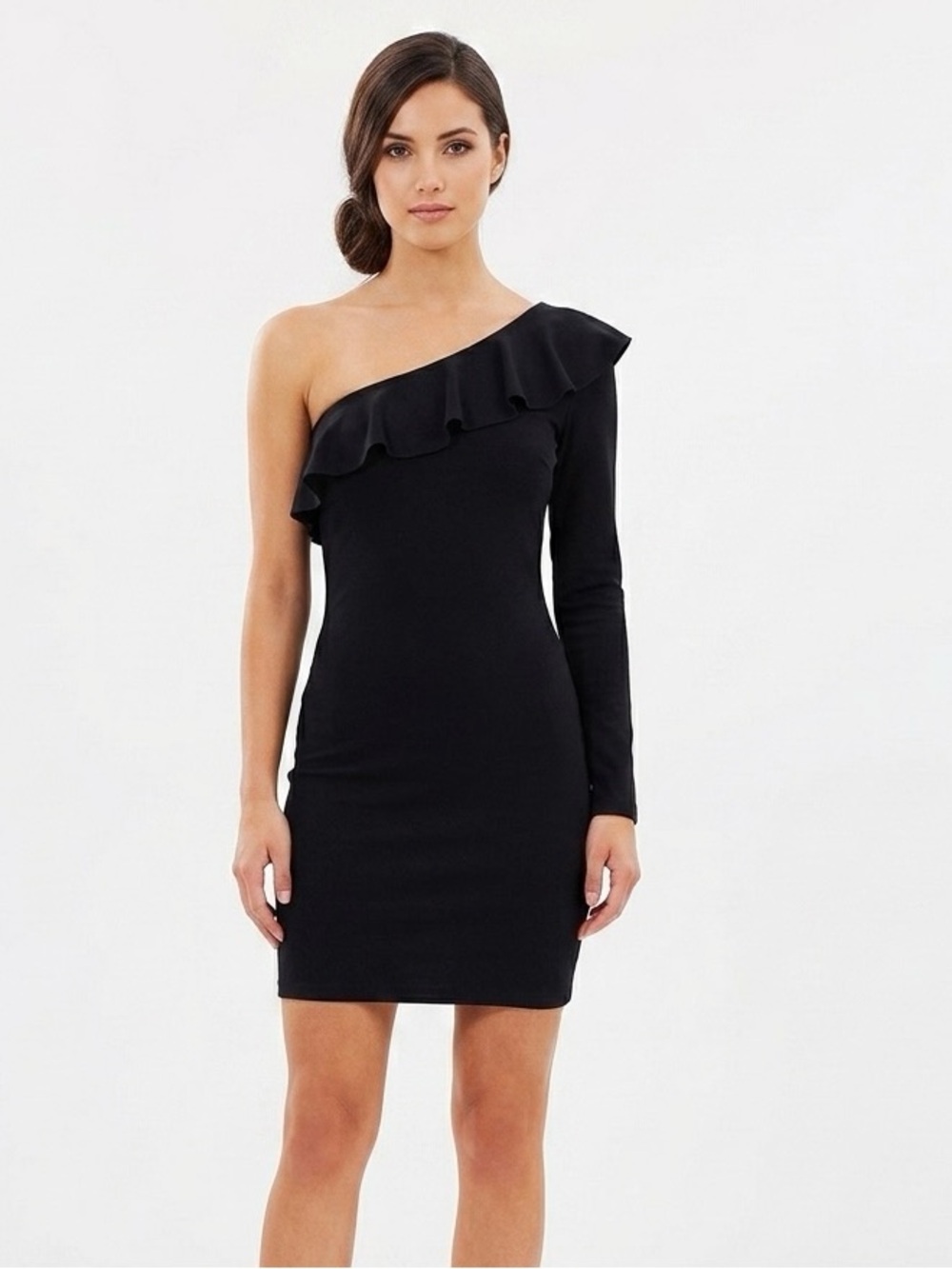 [H&M] Black One Shoulder Ruffle Dress
